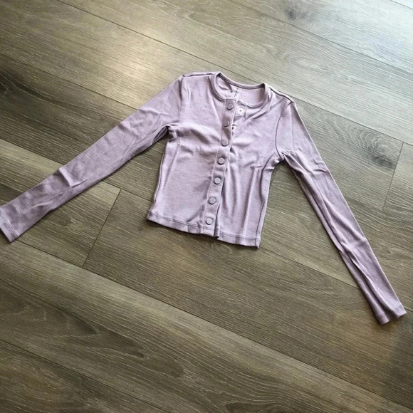 Outdoor Voices Earl Grey CozyRib Cropped Cardigan Womens Size XS - Picture 3 of 13